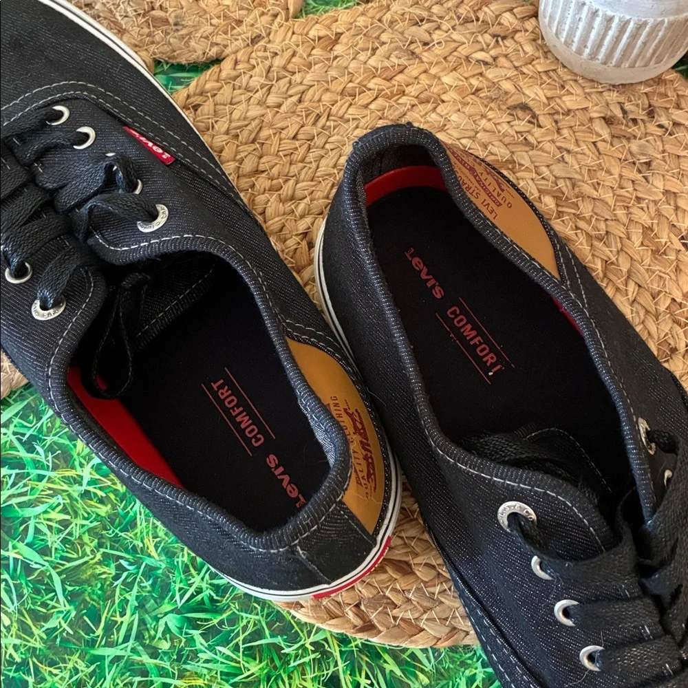 Levi's Black Canvas Sneakers with White Soles